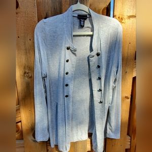 Apostrophe lightweight, light gray open blazer, size L